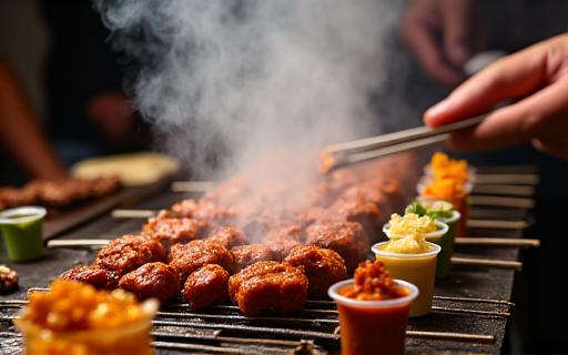 Stesen sate bakar live untuk katering majlis